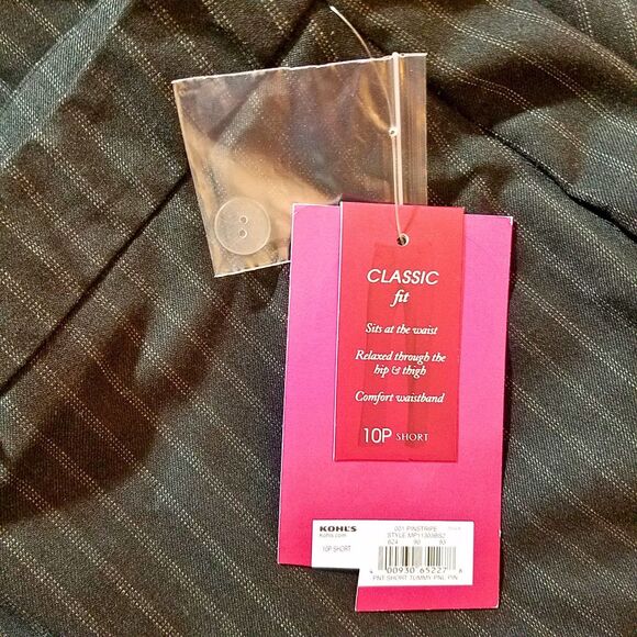 212 Collection Secretly Slimming Pin-Striped Classic Fit Dress Pants 10 Petite - Picture 5 of 6